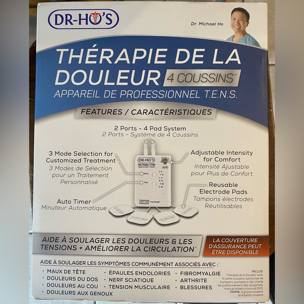 NEW DR-HO’S Pain Therapy System 4-Pad TENS Device T.E.N.S Relief Massager w/Accs - Picture 3 of 8